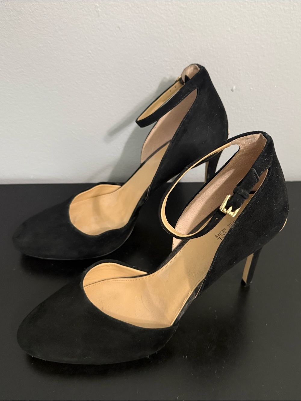 Michael Kors Black Suede Ankle-Strap Pumps